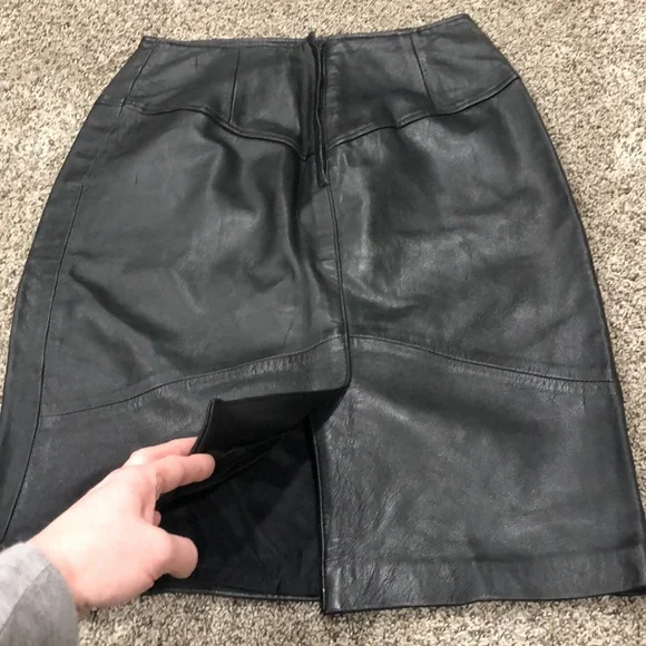 ARCHITECT 100% Leather Black Skirt Size 10 - Picture 4 of 5